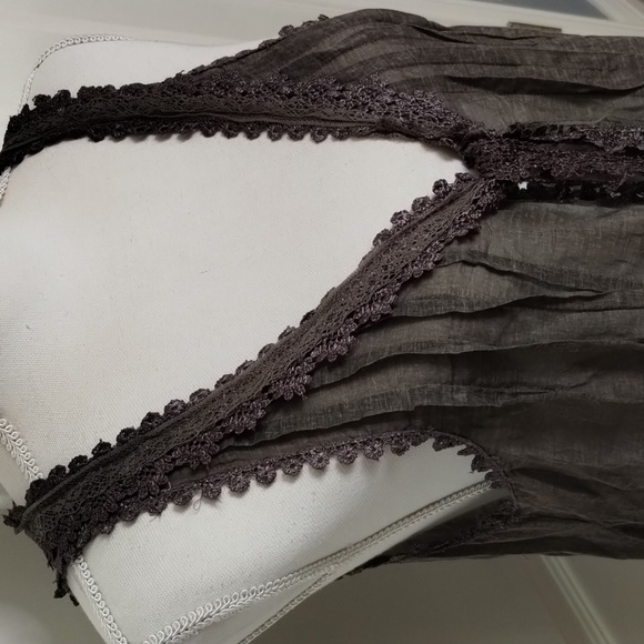 Blue bird sheer vest size large gray lightweight with lace detail women's - Picture 3 of 8